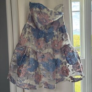 Flying Tomato Strapless Floral Dress - Blue and Pink